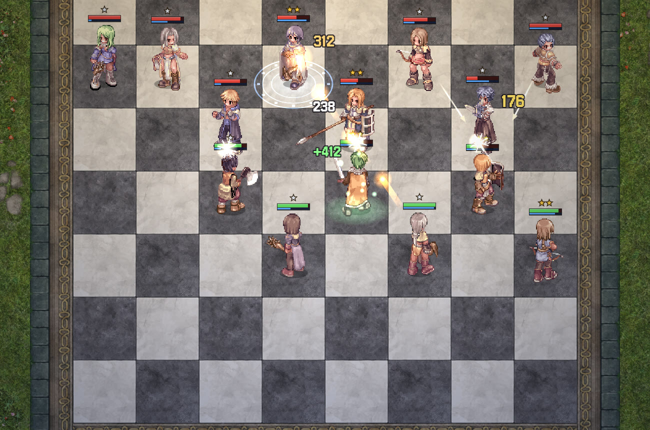 Units fighting on the Midgard Tactics chessboard